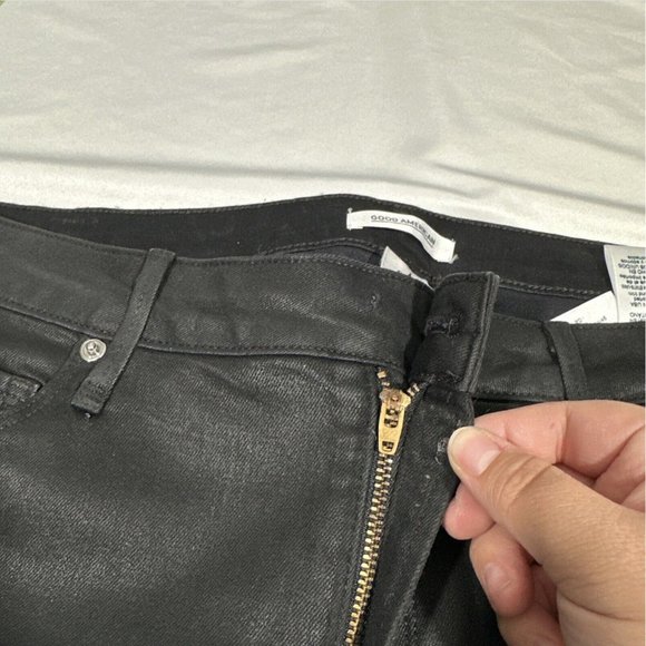 NWD $170 GOOD AMERICAN [ 18 ] Good Legs Coated Skinny‎ Jeans in Black - Picture 14 of 16